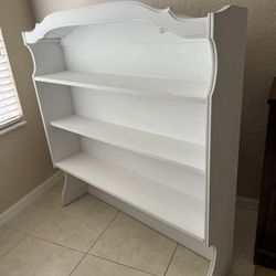 Hutch wood, white. Big 49’ H, 46’ W, 9’ D. ( Perfect for top of desk or drawers chest). $40.00