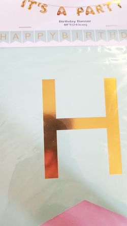 Happy Birthday Banner - Teal and Gold Decorations