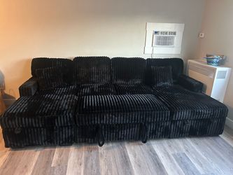 Brand New Comfy Corduroy Pullout Sectional Set