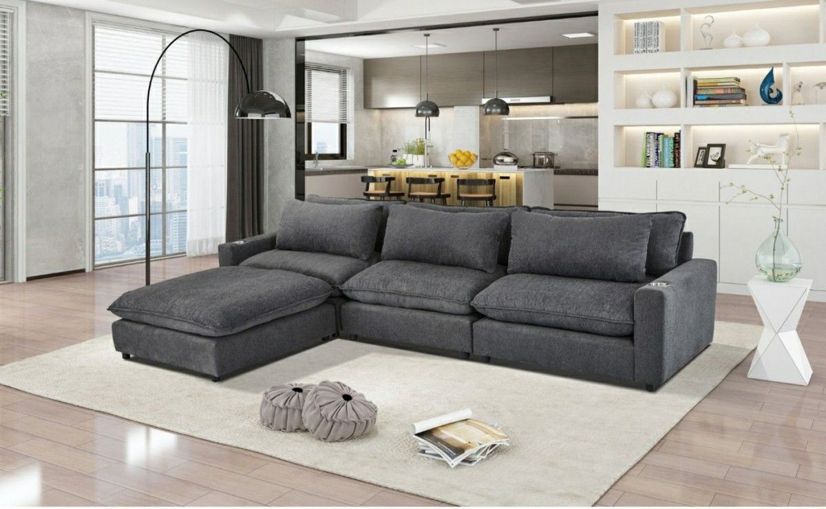 Sectional modular Grey FREE OTTOMAN!