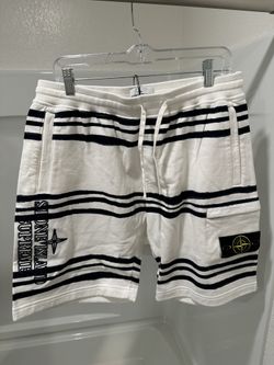 Supreme Stone Island Warp Stripe Sweatshorts White Size Medium Brand New