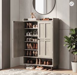 Gray Wash Shoe Cabinet - OB01