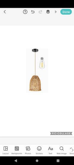 Pendant Light Rattan Hanging Lamp 8.5 Inch Tall