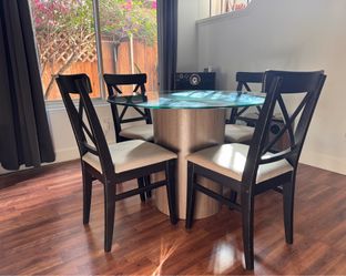 Glass top Dining Table with 4 chairs