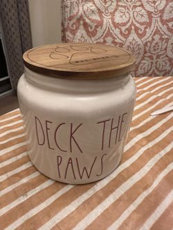 Rae Dunn Deck the Paws Pet Treat Jar, pick up in Temple city