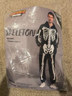 Spooktacular Creations Men’s Skeleton Hooded Jumpsuit Costume M Black/White