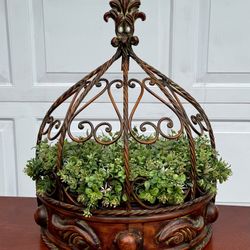 🪴 Antique-Style Hanging Plant Shelf with Faux Plants 4 Pcs