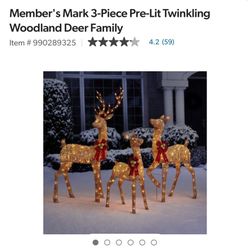 Twinkling 3 Piece  Woodland Deer Family