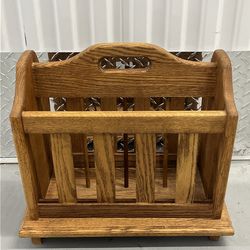 Solid Oak Divided Magazine Rack - 17.5" Length x 10.5" Width x 16" Height