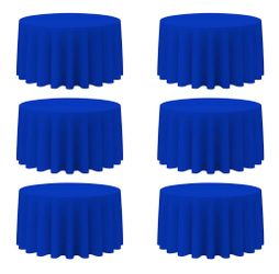 BRILLMAX 6 Pack Royal Blue Round Tablecloths 120 Inch - Circle Bulk Linen Polyester Fabric Washable Table Clothes Cover For Wedding Reception Banquet