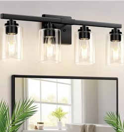 💡 Matte Black 4-Light Bathroom Vanity Light Fixture (New)