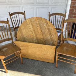American Oak Table And Chairs 