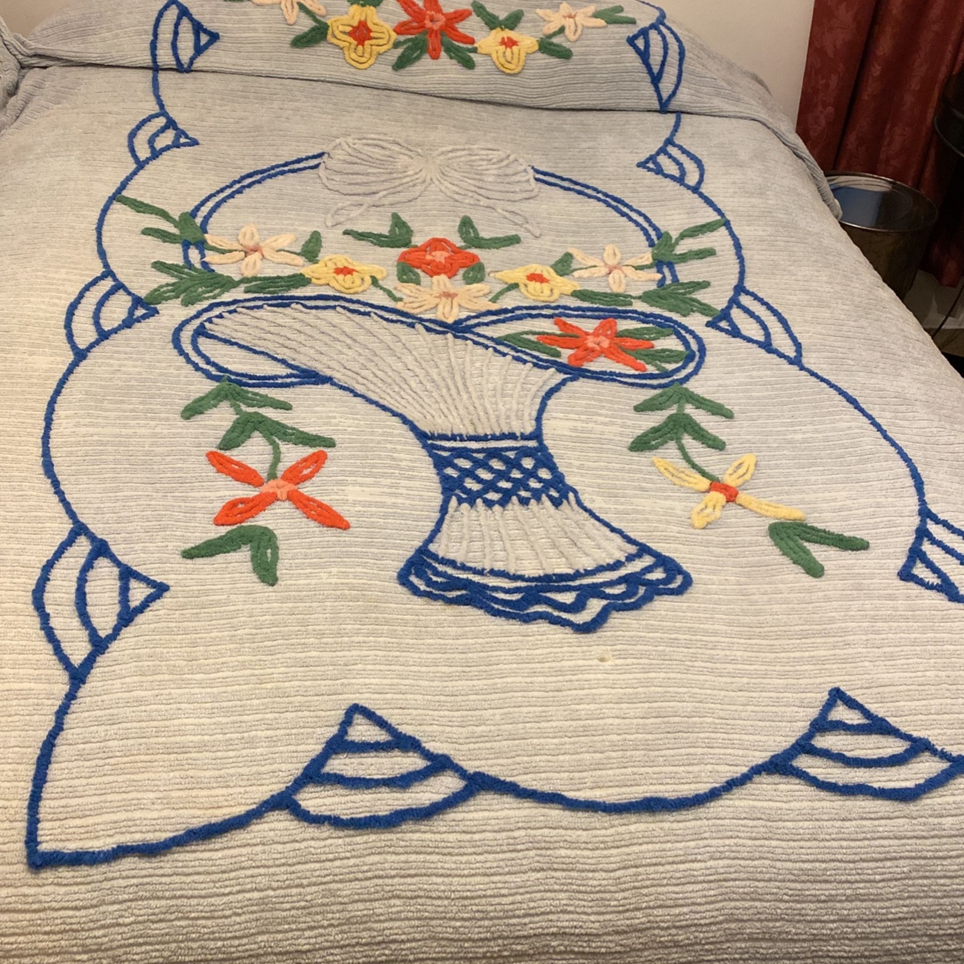 Vintage Chanel bedspread, light blue and white 105” x 75” for Sale in