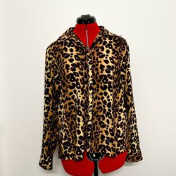Long-Sleeved Leopard Button-Up Blouse