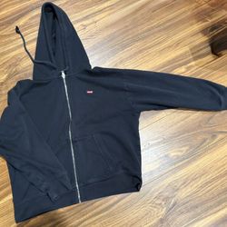 Levis Black Hoodie Zip Up Red Box Logo Size Large