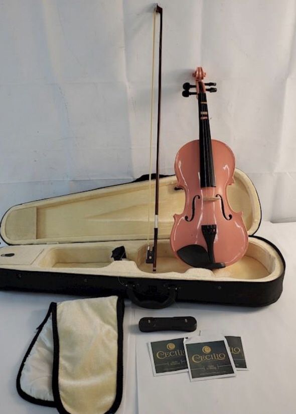 Mendini By Cecilio Violin 4/4 Full Size Metallic Pink