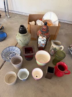 Mixed Lot of Ceramic Vases, Pots, and Décor