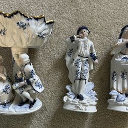 Vintage Porcelain Figurines And Compote