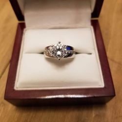 Sterling Silver Cubic Zirconia Engagement Ring 