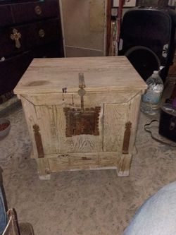 Antique Wooden Trunk with Iron Hardware from 1940