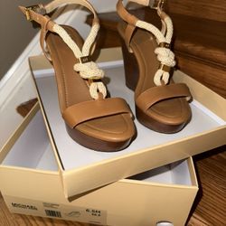 Michael Michael Kors Holly Leather Wedge, Size 6.5