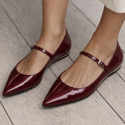 Stuart Weitzman Burgundy Patent Mary Jane Flats – Size 8B