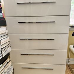 Modern White Gloss 5-drawer Dresser Chest