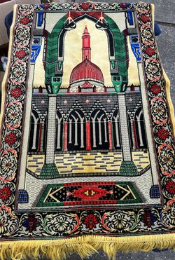 Islamic Prayer Rug Silk Blend  Handmade Oriental 26" x 46"