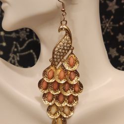 Golden Peacock Earrings