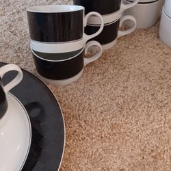 Set of Black And White Dishes