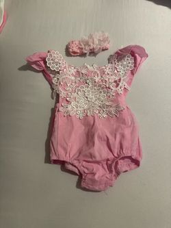 Pink Baby Girl Romper with Headband