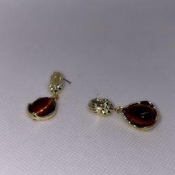 Elegant Gold and Brown Teardrop Earrings