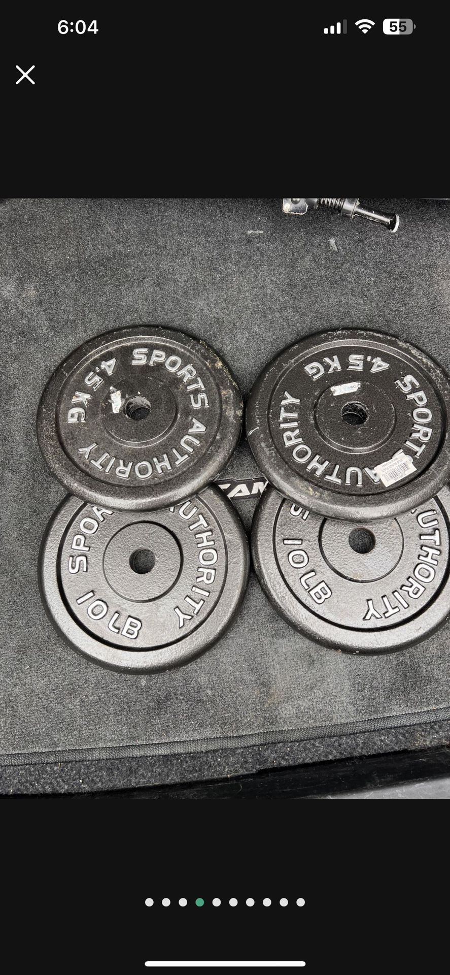 4 10 LB SOLID BARBELLS WEIGHT PLATES ALL FOR ONE PRICE 