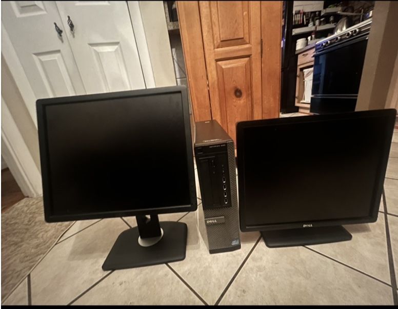 Dell Desktop With Two Monitors Used Once