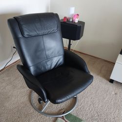 Vintage IKEA Malung black leather chair, 1999 IKEA, no ottoman 