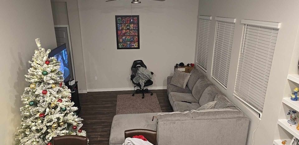 Grey Long L shaped couch