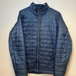 Patagonia Jacket mens Medium M Blue Full Zip Quilted Puffer Nano Puff Jacket