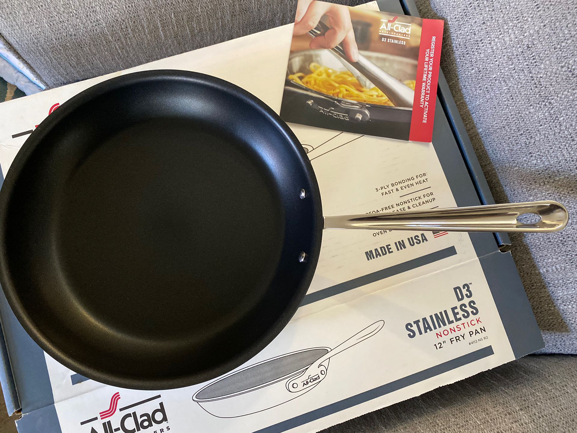 NEW IN BOX - All-Clad D3 Stainless 3-ply Bonded Cookware, Nonstick Fry Pan, 12 inch