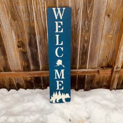 Welcome Porch Sign With Bear And Trees