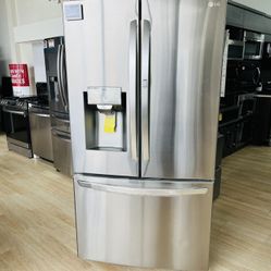- 23.5 Cu. Ft. French Door-in-Door Counter-Depth Smart Refrigerator with Craft Ice - Stainless steel Model:LRFDCS