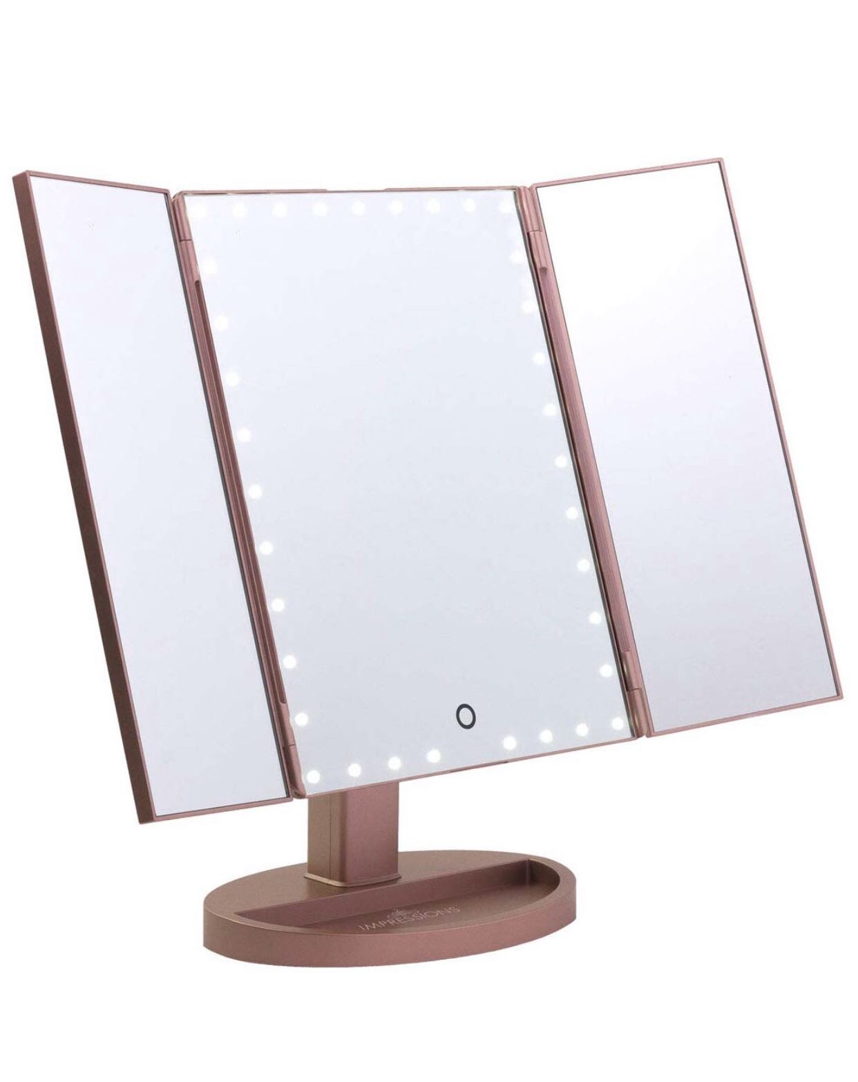 Vanity Rose Gold Makeup Vanity Touch Trifold XL Dimmable LED Makeup Mirror || 35 LED LIGHTS