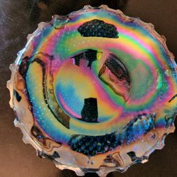 Large Blue Indiana Glass Carnival Glass Dish