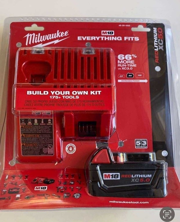 Milwaukee New Kit 5ah Battery And Charger 18M