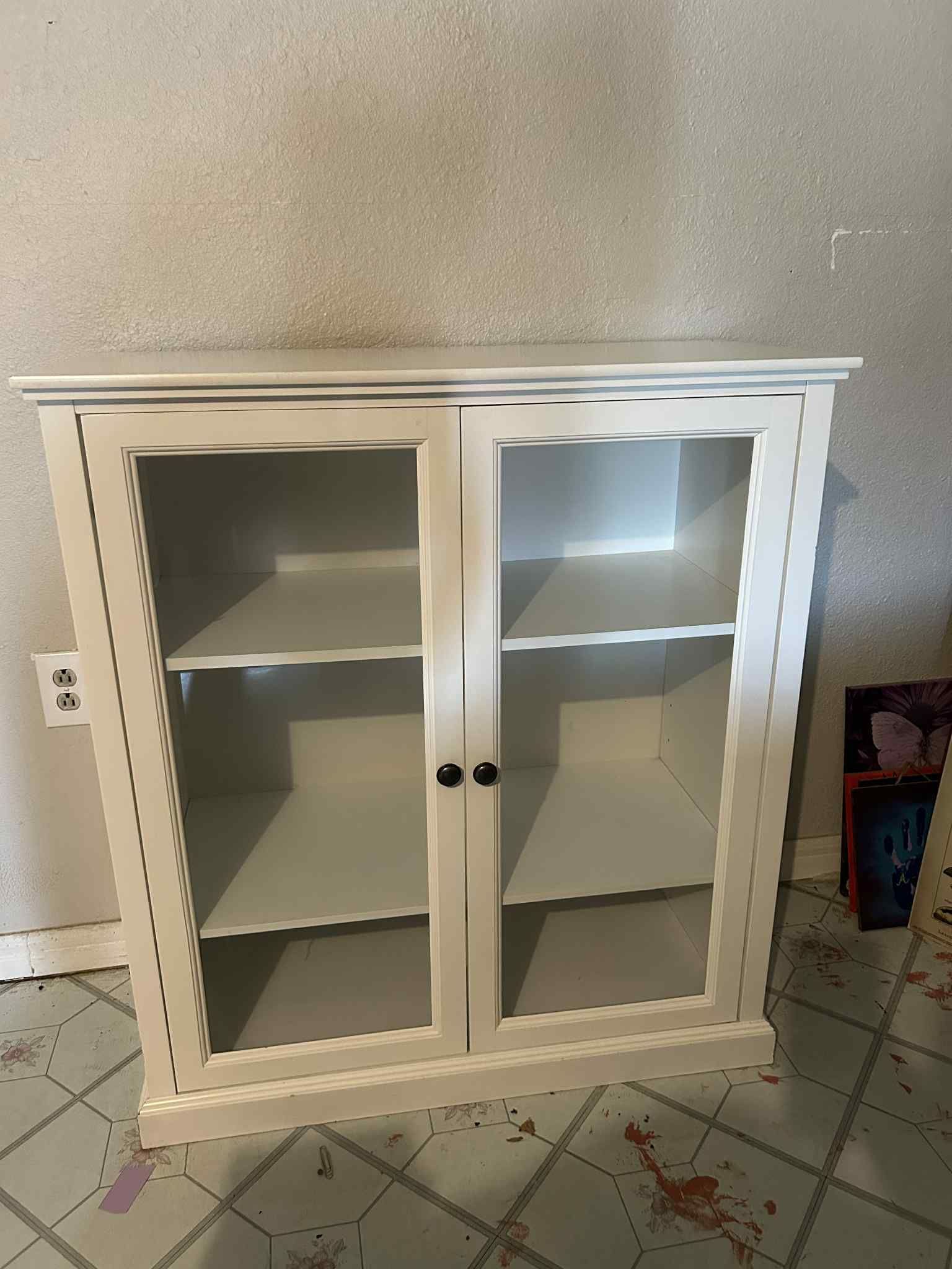 White Glass Door Cabinet