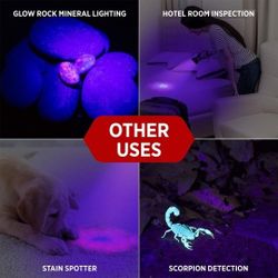 UV Flashlight Black Light from 68 LED Blacklight Flashlight Dog/Cat Pet Urine Detector, Scorpion, Bed Bug, Resin Curing, Dog Stain, and Carpet Odor El