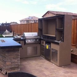 BBQ Kitchen, Fireplace, Patio Cover, Grilling, Cooking