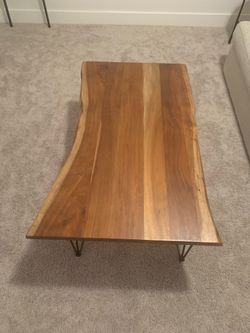 Live Edge Wood Coffee Table with Hairpin Legs