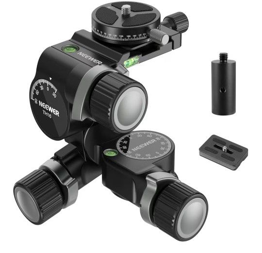 NEEWER 3 Way Geared Tripod Head