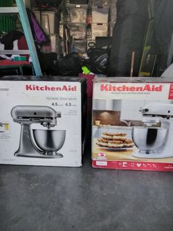 two kitchen aid mixers.