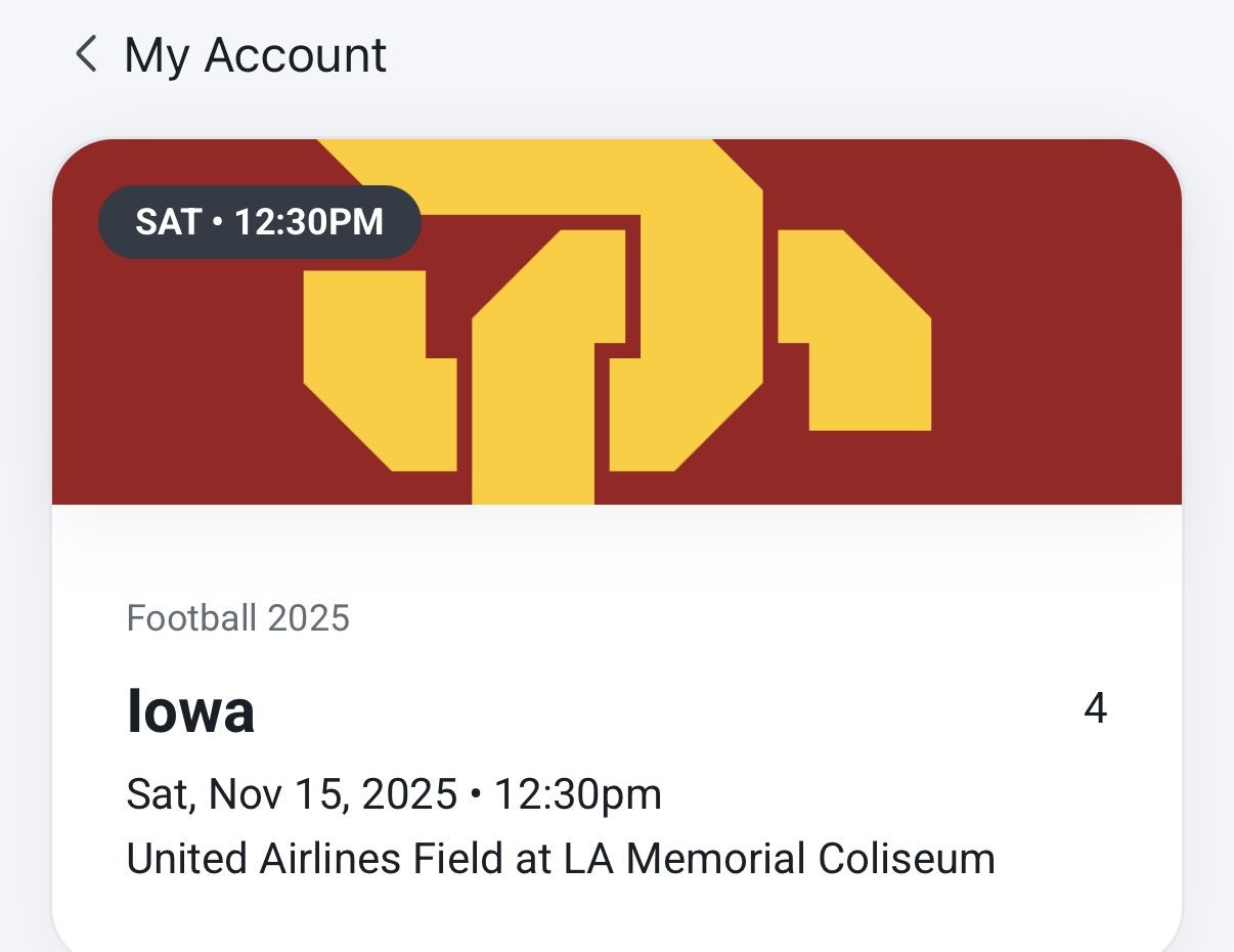 4 Tickets USC Football Saturday Nov. 15